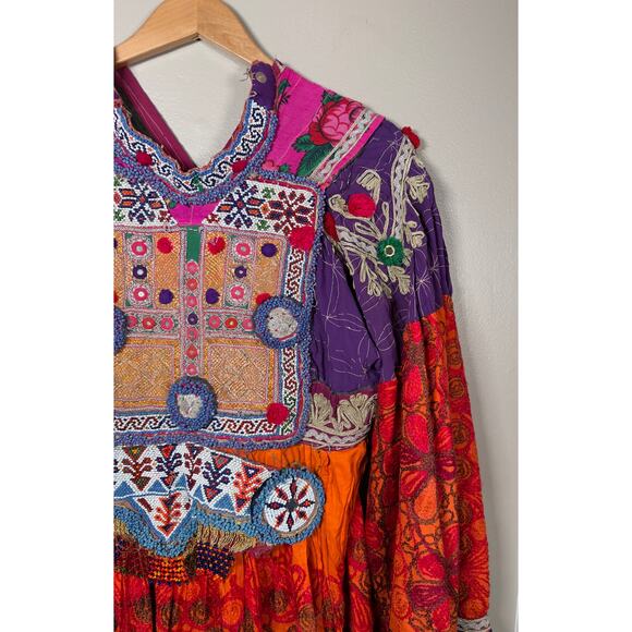 Vintage Handmade Beaded Embroidered Afghan Tribal Kuchi Dress - Picture 12 of 12